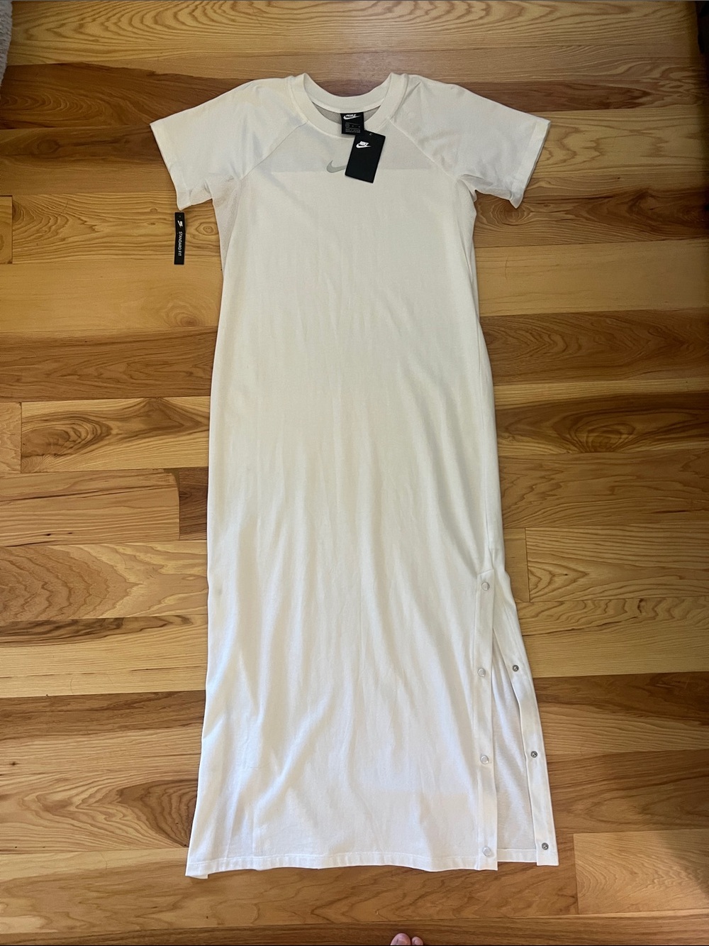 Nike White Short-Sleeve Snap-Side Maxi Dress